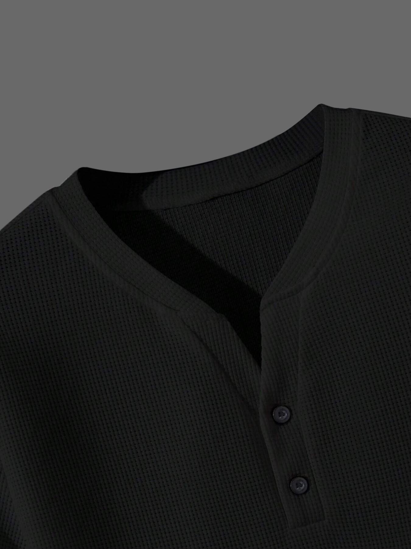 Men's Plaid Knit V-Neck Short Sleeve Top, Casual Button Summer Daily Wear T-Shirt, Comfortable and Stylish Men's Clothing