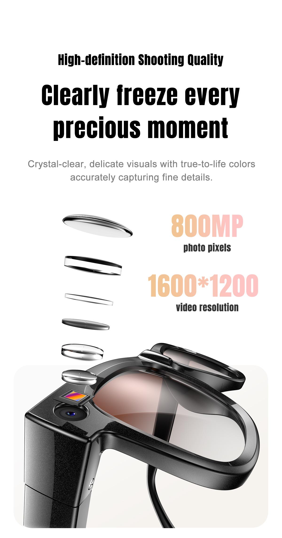 Women's AI Glasses, Wearable Tech Glasses, 8MP Camera, Hands-free Video Recording, 4GB Memory Build-in(No TF Card Need), 290Mah Battery, AI Multi Languages Translation, Wireless Translation Glasses, Bluetooth Calling, HiFi Audio, Music Control