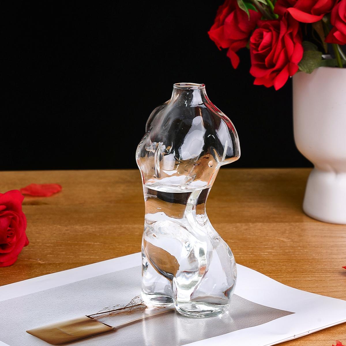 Creative Clear Model Shaped Glass Vase, 1 Piece Modern Simple Transparent Glass Vase, Spring Flower Arrangement Vase, Decorative Flower Vase for Home Office Dormitory, Home Decor, Modern Plant Vase