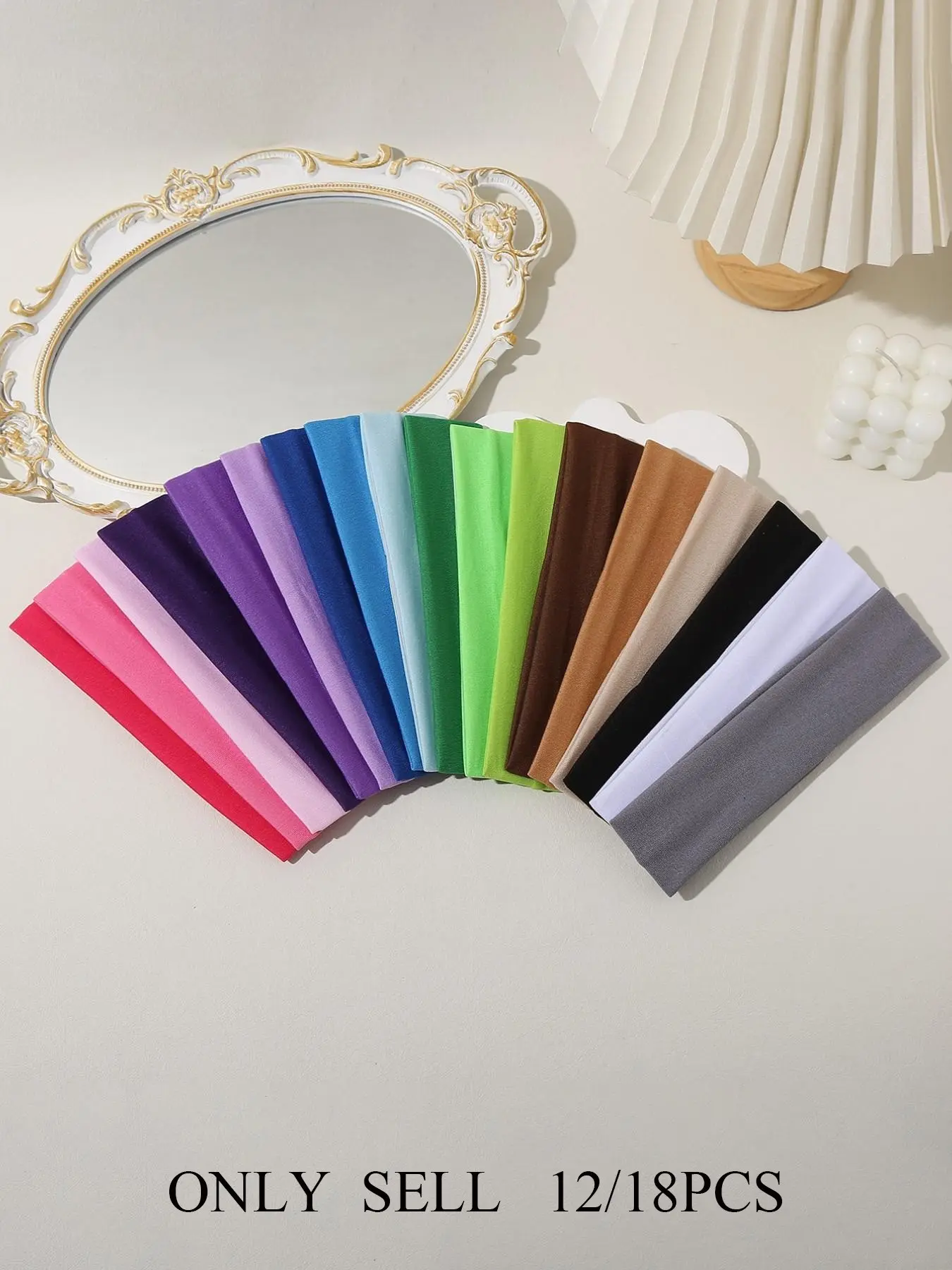 12pcs/18pcs Unisex Sporty Hair Bands, Plain Elastic Sweat-Wicking Solid Color Athletic Headbands for Women, Ideal for Yoga, Running, Skincare & Workout, Training Headband, Sports Fashion Accessory, Sweatband Headband