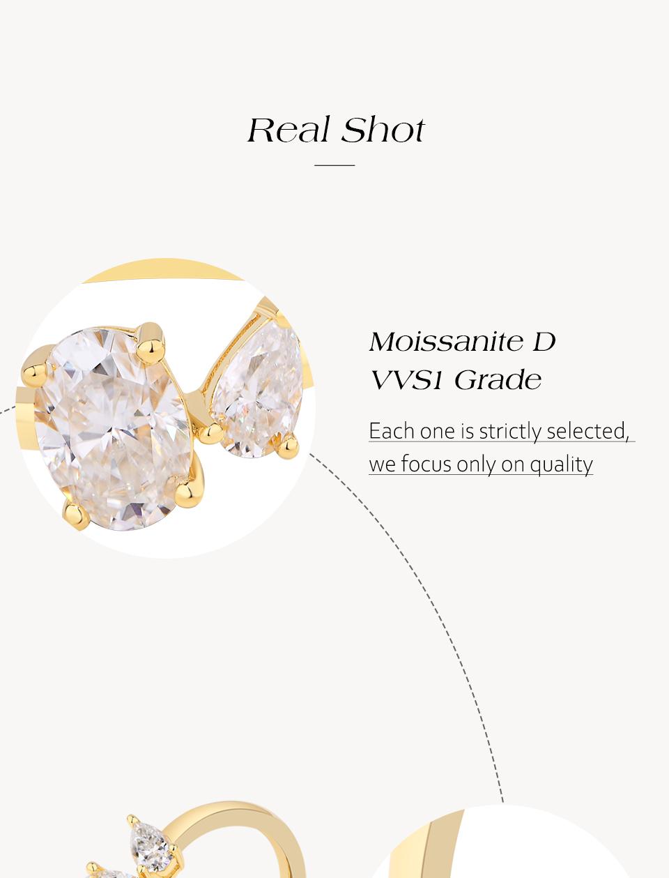 Simply Design Oval Pear Cut Total 1.35CT Synthetic Moissanite Ring for Women Birthday Gift Engagement Wedding Daily Wear Jewelry R203