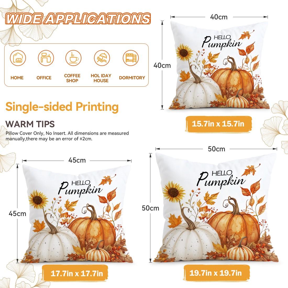 4pcs Autumn Sunflower Maple Leaf Pattern Cushion Covers, Single-Sided Print, Home Decor for Living Room Bedroom, All Seasons