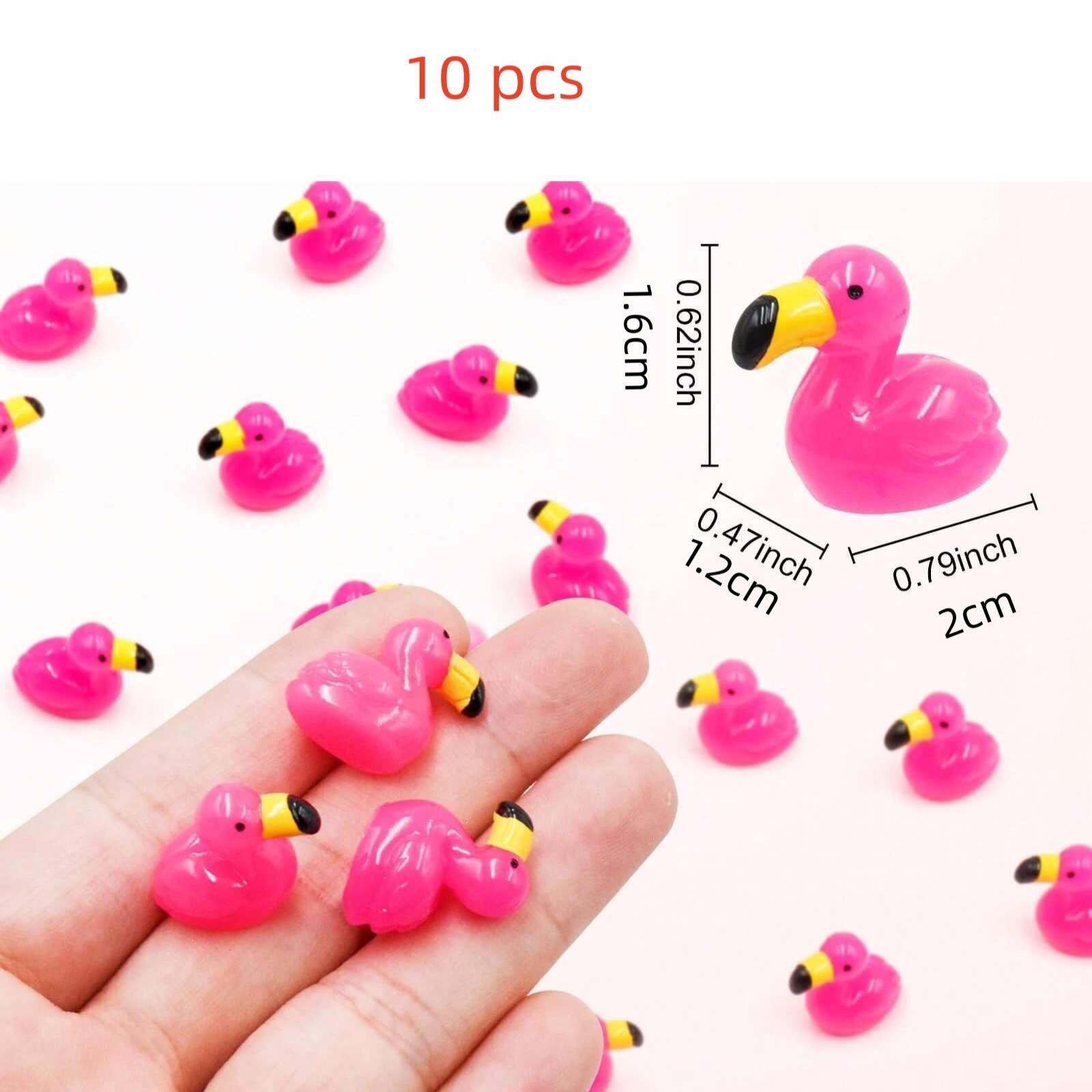 10/50/100 Pcs Mini Resin Flamingo Ducks, Flamingo Tiny Ducks, Cute Flamingo Figurines Ideal For Cake Topper Garden Dollhouse Landscape Aquarium Ornaments Decoration DIY Crafts