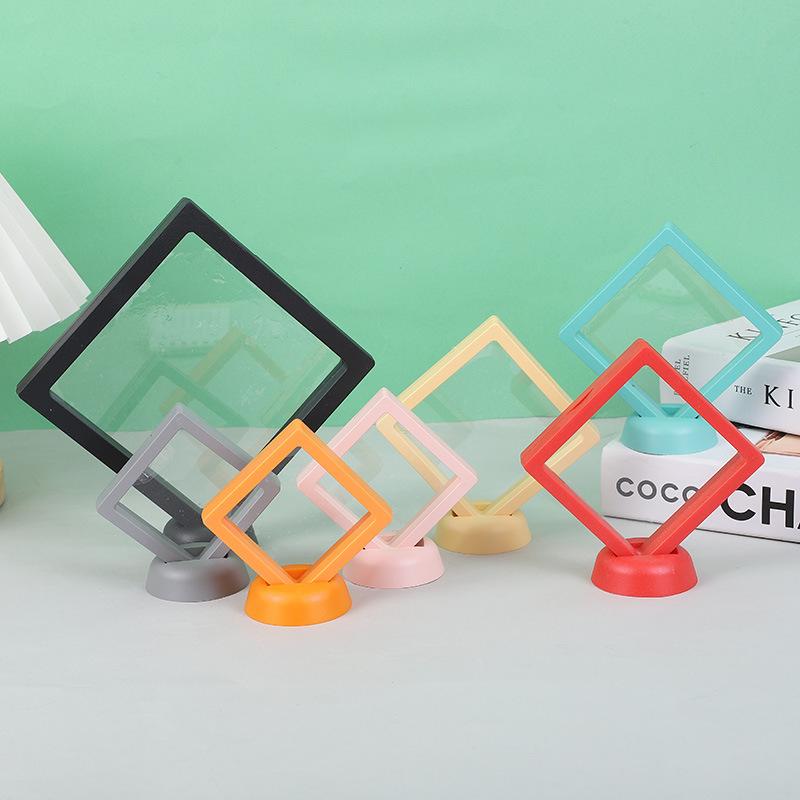 3D Floating Display Box, Dustproof Jewelry Packaging, Transparent Hanging Storage Box for Storing Necklaces, Bracelets, Rings, Coins, Earrings, and Pins, with Elastic Film, Gift Box for Retail and Personal Use.