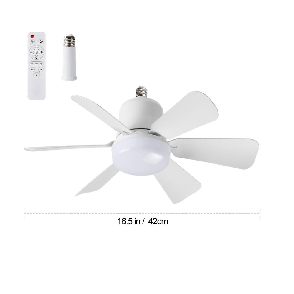 E27 Socket Fan Light Lamp, Adjustable Brightness & Timer, 3 Color Modes 3000k-6500k, Remote Control, Ideal for Bedroom/kitchen/living Room/dining Room/garage/walkway