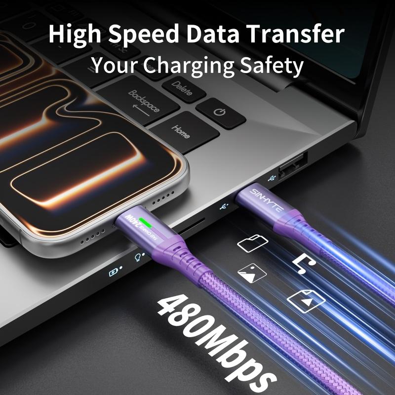 240W Super Fast Charging USB-C to C Durable Braided Cable |  E-Marker | Charging Indicator | for iPhone, for Samsung & All Type-C Smartphones, Tablets and Laptops -