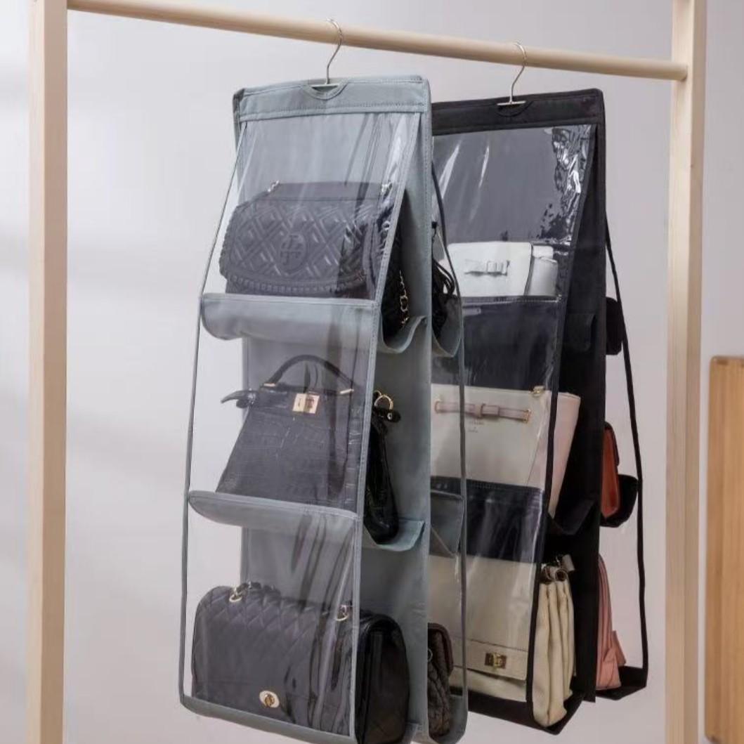 Clothing Storage Bag Hanging Organizer, Wall-Mounted Dual-Sided Closet Hanger, Dorm Room Space Saver, Fabric Material, Practical and Stylish