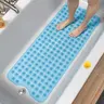 PVC Bath Mat for Tub, 40x16 in Cushioned Anti-Skid Grip Modern Bathroom Decor, Extra Long Soft Pebble Texture, Machine Washable, Wash-Clean Easy, Easy to Clean, Fast-Drying Drainable, Strong Suction Cups for Dorms (Blue, Clear, Light Gray, Black)