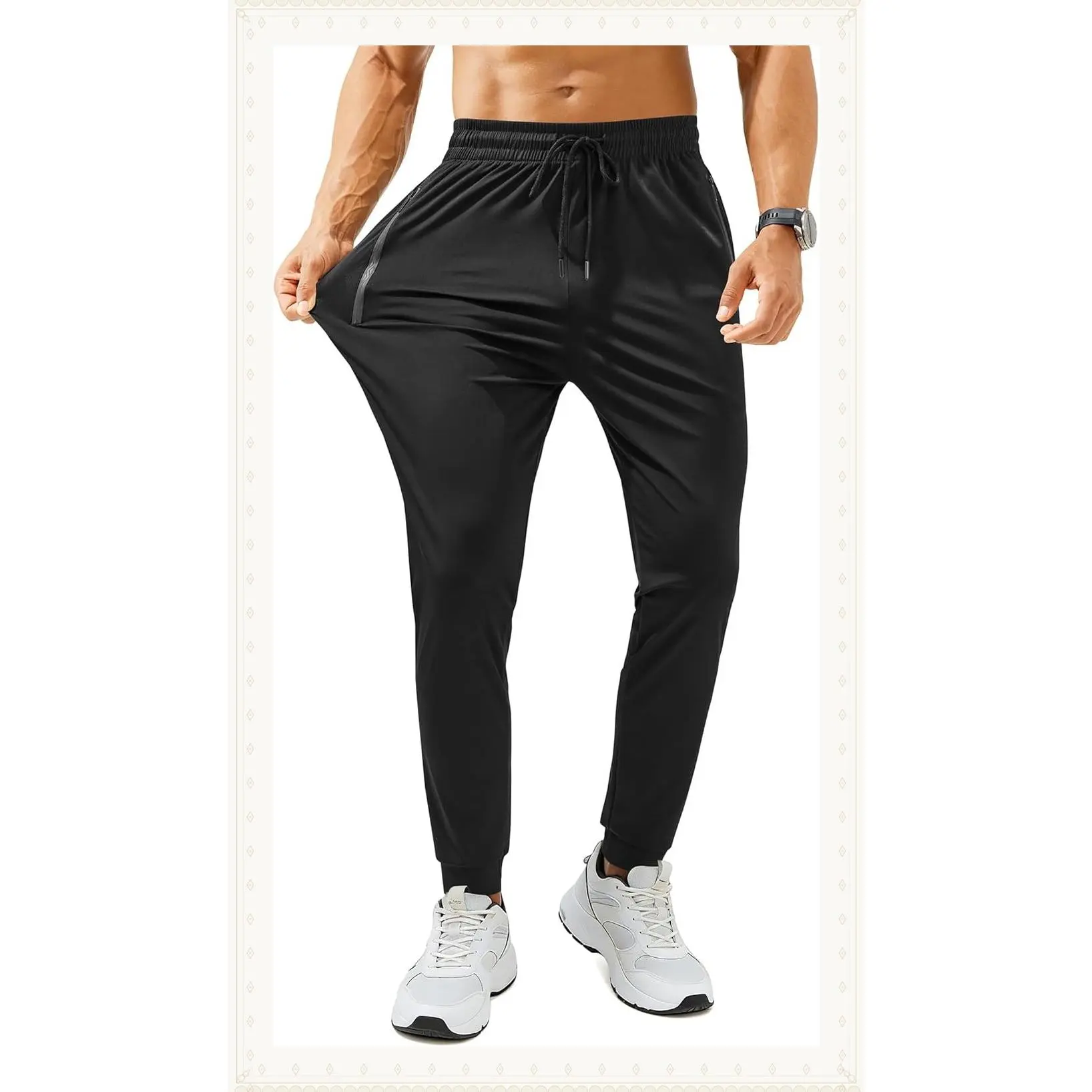 Mens Sweatpants with Zipper Pockets Lightweight Athletic Joggers for Workout Running Gym Track Casual WearGift