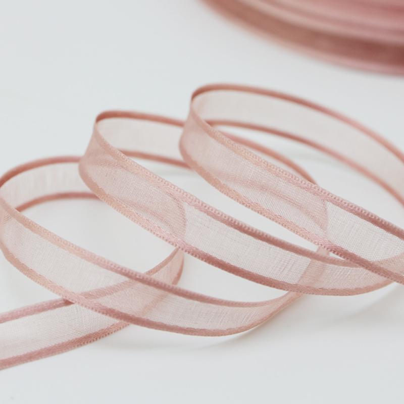Handmade Ribbon Roll, 50m Long, 1cm Wide, Organza Semi-Transparent Design, Ideal for Gifts, Weddings, Crafts, DIY Projects Decoration