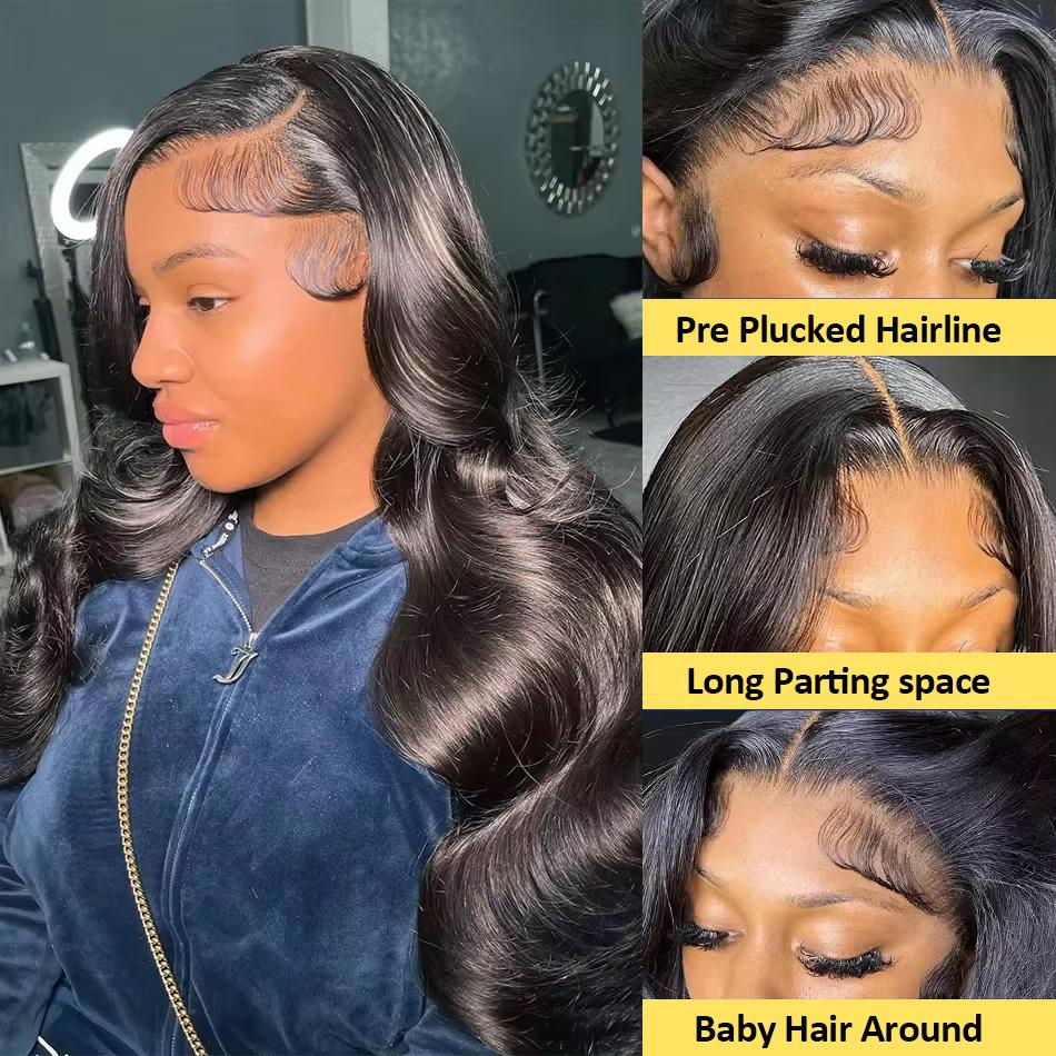 13x6 Hd Lace Frontal Wig Brazilian 13x4 Body Wave Human Hair Wigs For Black Women 30 38 Inch Lace Front Human Hair Wig 4x4 Lace Closure Wigs Pre Plucked 180% Density