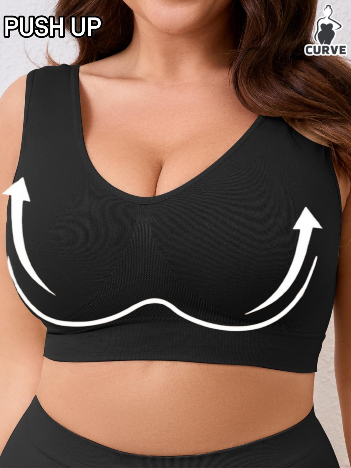 【Plus Size】Women's Soft Comfortable Double Layer Seamless Wireless Supportive Bra, No Padding,Breathable Simple Basic Top, Lady Lingerie Casual Push Up Underwear,Perfect For Daily Wear,Every Day or Sleeping Wear