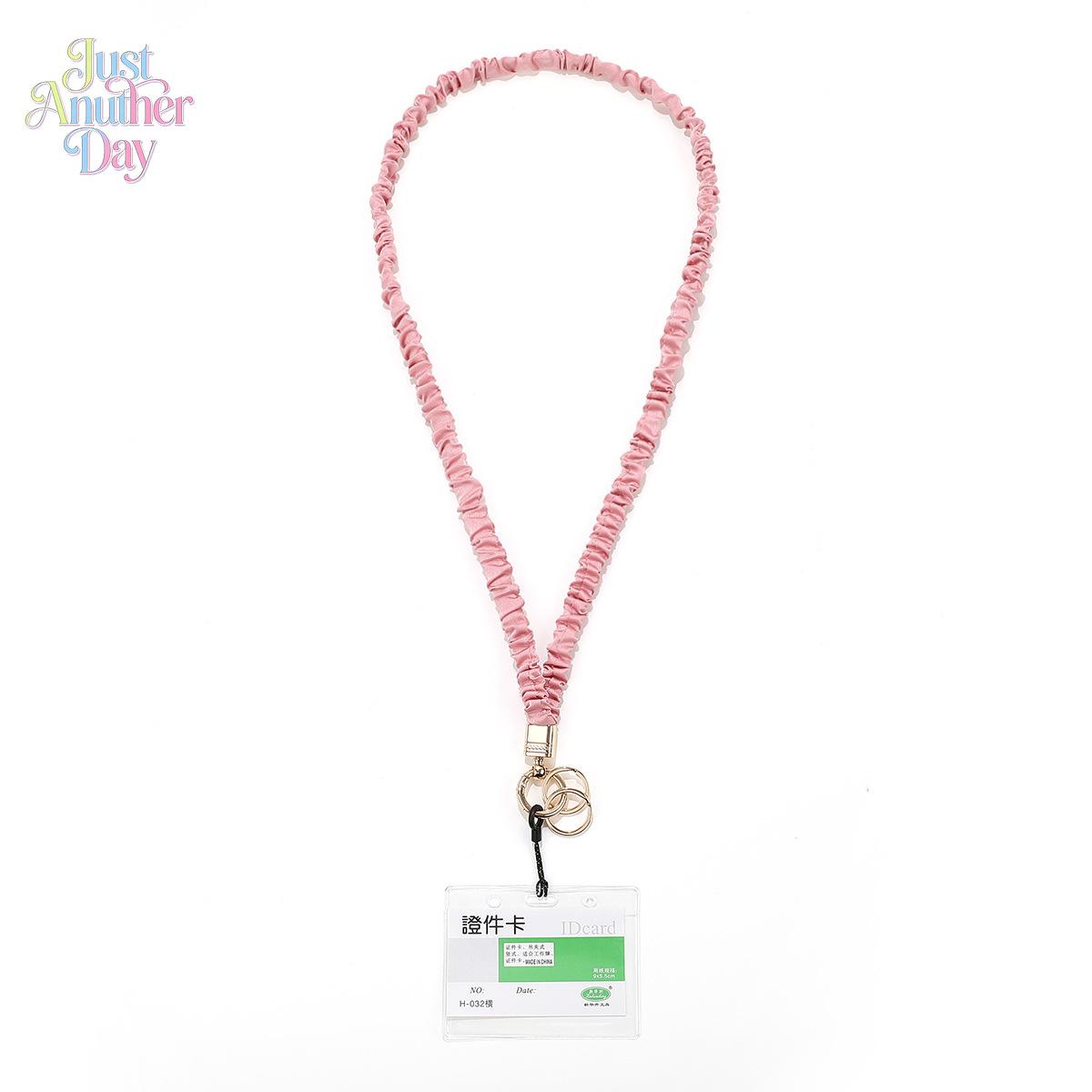 New Scrunchie Style Elastic Lanyard, stretchy pleated fabric strap with gold-tone hardware, multi-functional for ID badges, keys, and phones, available in trendy prints and solid colors, soft, comfortable, and durable for everyday use, Accessories, Mobile