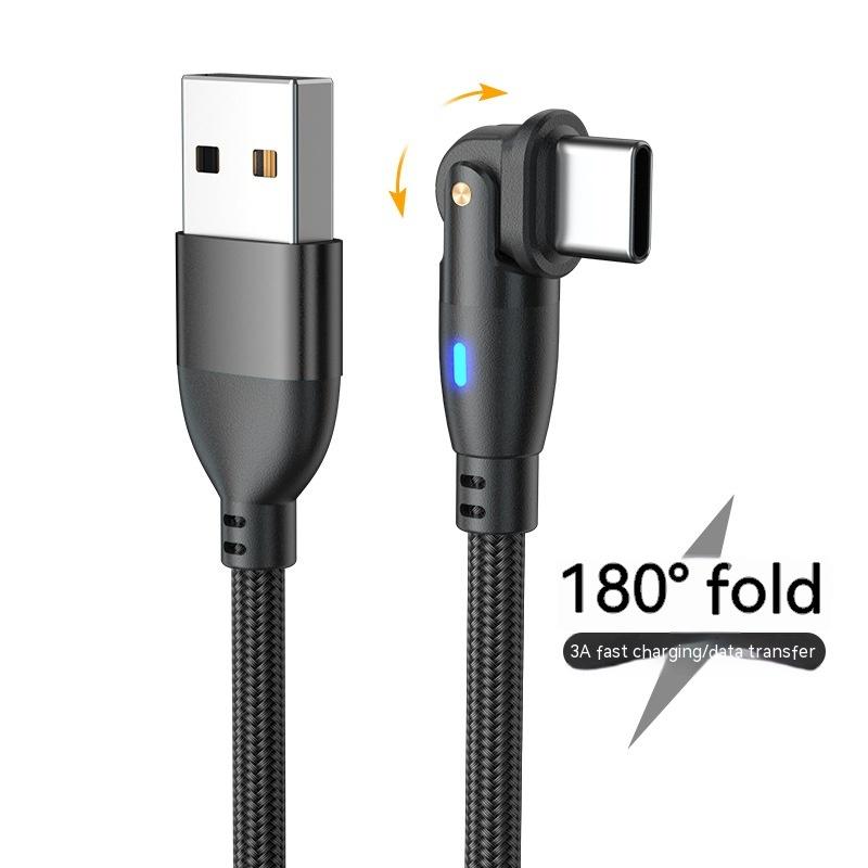 Alloy 3A Speed C-Type Mobile USB Charging Cable, 2m Fast Charger Cable for Android Phones & Game Users, 180-Degree Bending Design, 2-in-1 Game-Ready Micro-USB Alternative