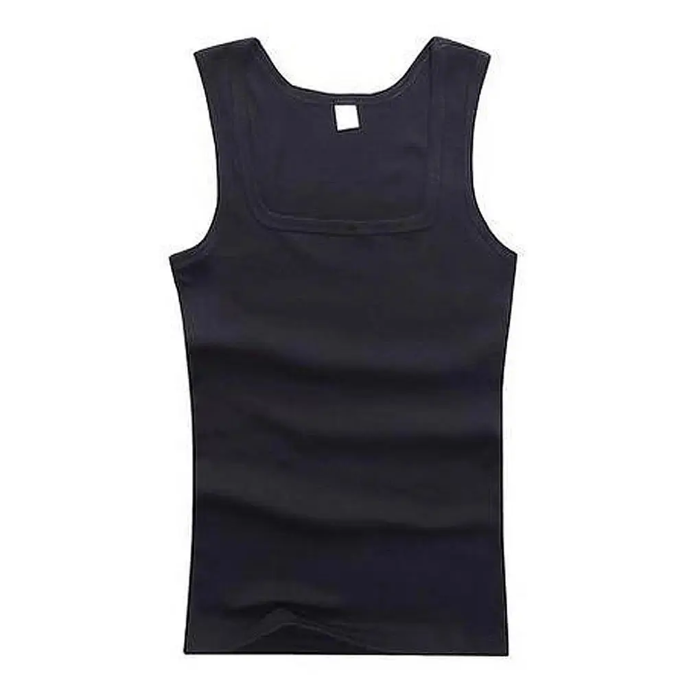 Black White Grey Pure Cotton Men's Tight Vest Basic Tank Tops Square Neckline Sports Vest Shapewear Slimming Body Corset Vest
