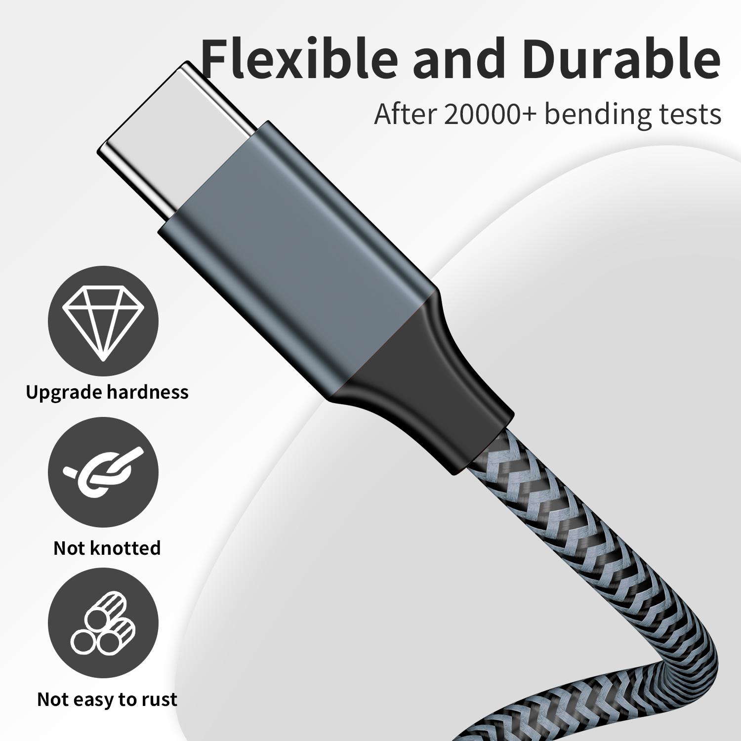 3 PACK Fast Charging Cable, Type C Charging USB A to USB C Nylon Braided Cable for Samsung, Google, Huawei, LG, Sony OPPO, Xiaomi, Supports Data Transfer, (35.43 Inches/70.87 Inches/106.3 Inches)