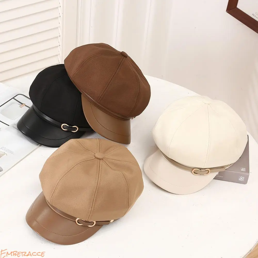 Women's Black Beret Hat, Japanese Style Minimalist Vintage Octagonal Cap, Classic Polyester Painter Hat with Retro Chic Design, Autumn Winter Fashion Accessory for Women, Casual Streetwear Daily Wear