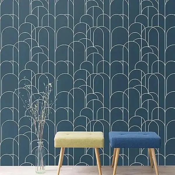 Blue Peel and Stick Wallpaper Modern Geometric Wallpaper 17.71 in X 118 in Self-Adhesive Removable Contact Paper Matte Easy to Line Up for Home