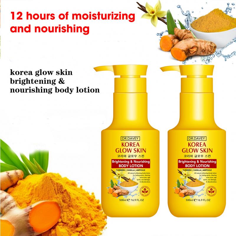 500ML DR.DAVEY Turmeric Body Lotion Large Capacity Four Seasons Moisturizing, Hydrating and Refreshing, Non greasy and Fragrant Body Lotion for the Whole Family for Body, Face, Hand,Foot,travel,gifts for women, friends, and family members