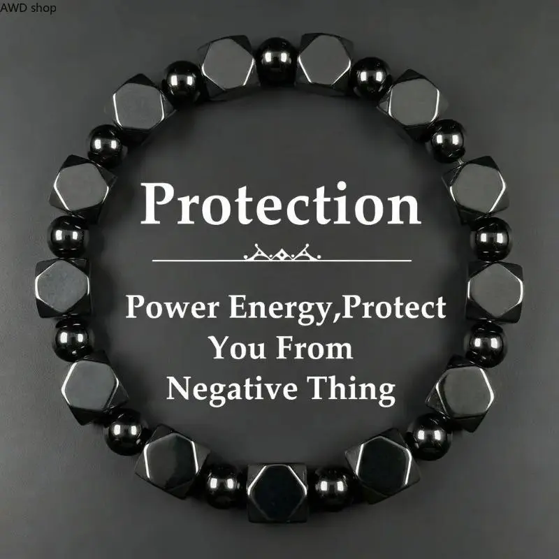 Men’s Beaded Protection Bracelet, Hematite & Obsidian Natural Stone Bracelet, Grounding Energy Healing Crystal Jewelry, Minimalist Men Stone Accessory, Meaningful Gift for Dad, Father’s Day & Back To School Present