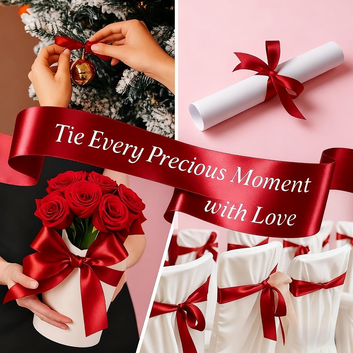 Deep Satin Ribbon, Premium Polyester Material, Perfect for Gift Wrapping, Weddings, Christmas Decorations, Elegant Bow Design