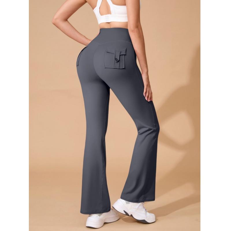 High Waist Yoga Pants with Phone Pocket| Butt Lifting Micro Flare Leggings No Chafing Workout Leggings