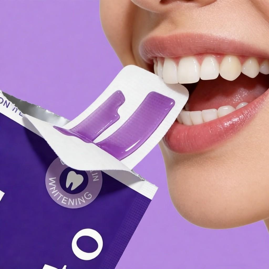 14Pair Pap Whitening Teeth Strips, Deep Cleaning & Fresh Breath, Travel Home Use, Non-Toxic Tooth Strips, Large Box Purple Whitening STRIPS TEETH WHITE PAP STRIPS