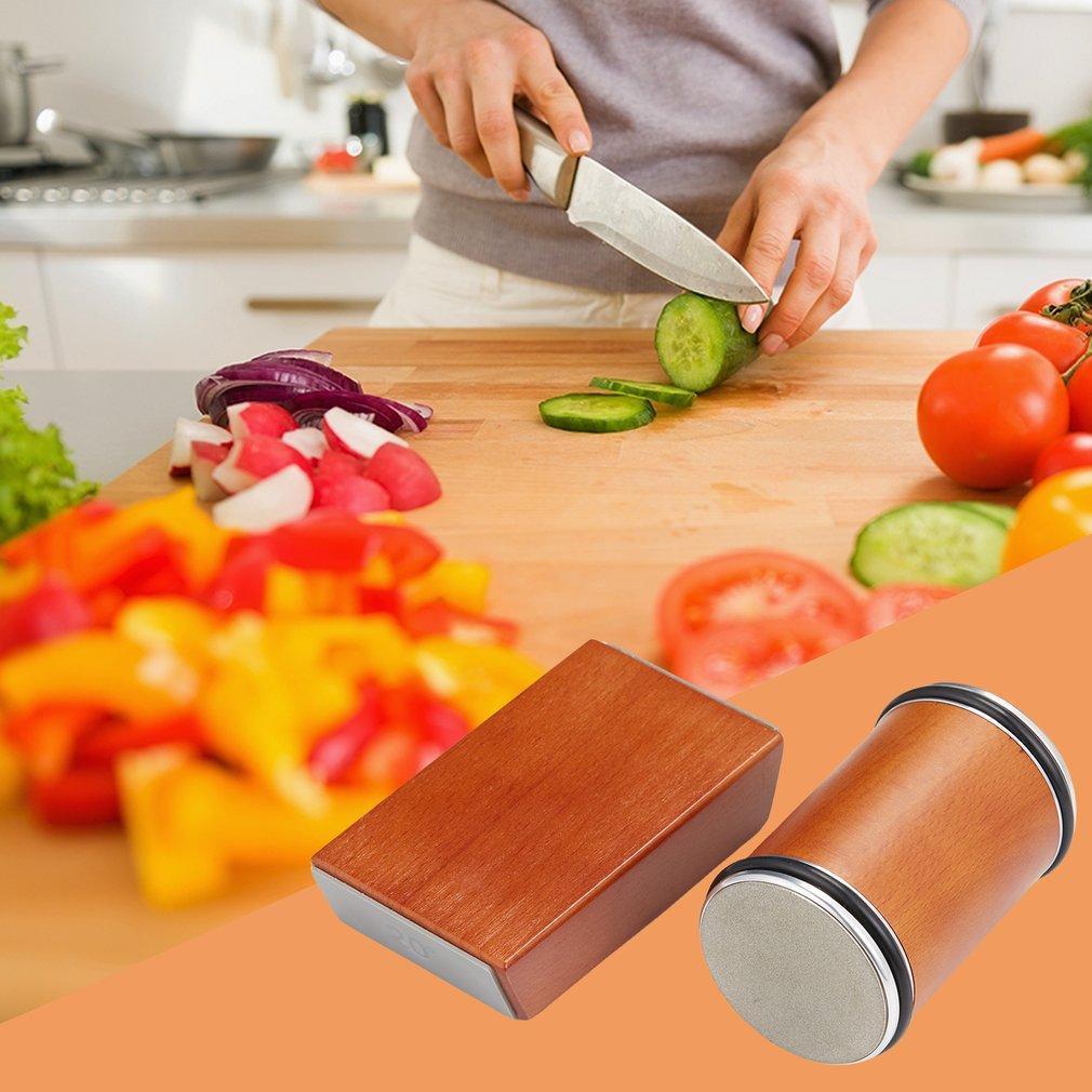 Portable KitchenRolling Knife Sharpener Kit,Roller with Diamond Sharpening Disks,WoodenHolder with Degree Angle 15&20°for All  Knives,Easy Knife Sharpening,Knife Sharpening Tool for Kitchen Camping Picnic Di Ceramic ning Ro Home om sharp