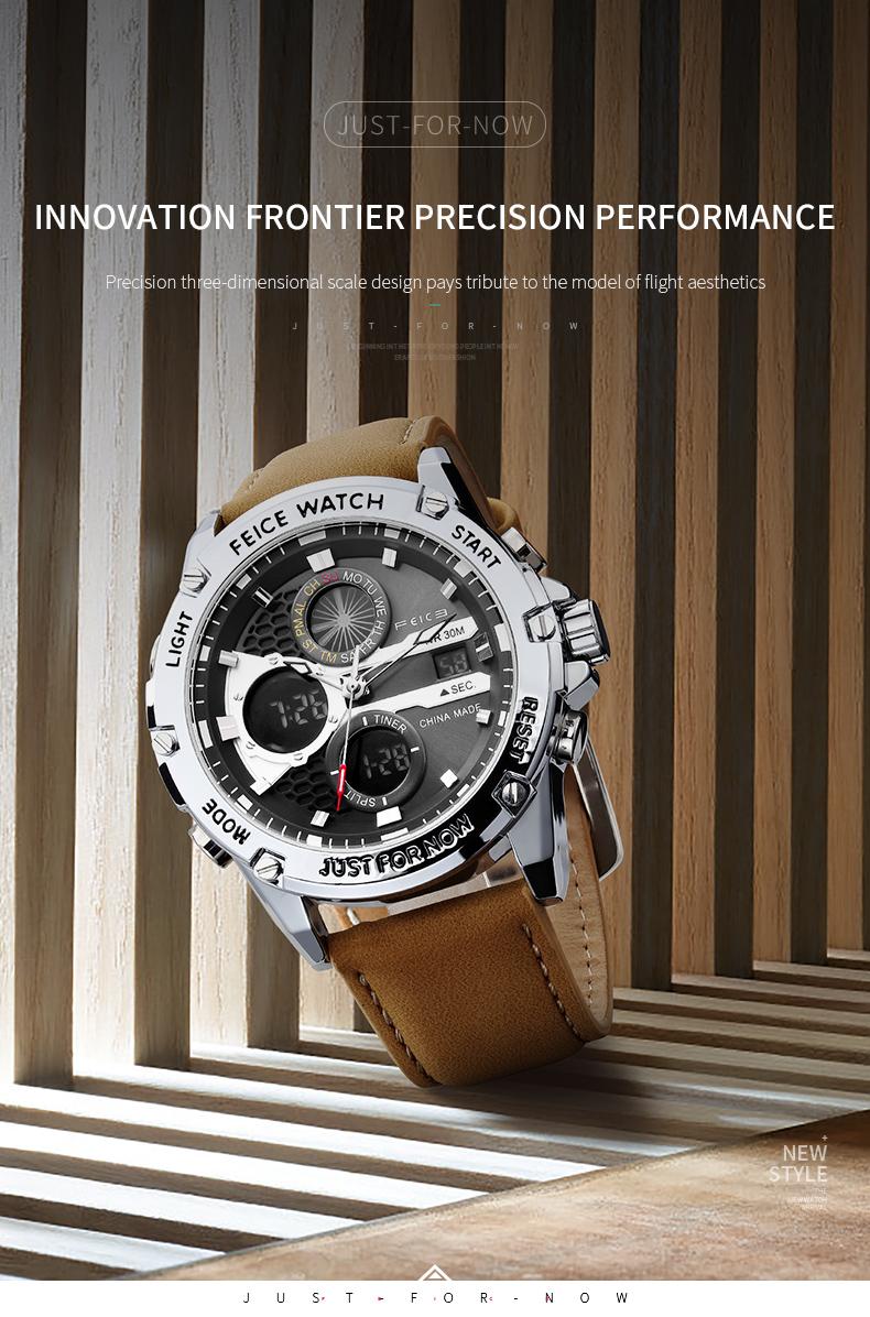 FEICE Men's Luxury Business Wristwatch - 47mm Round Face, Black & Silver Gift Set, Luminous Elegant Dial, Waterproof Chronograph Leather Design, Fashionable Watches, Multifunctional Watch, Stainless Steel with Hardlex Glass FEICE Men's Luxury Business Wristwatch - 47mm Round Face, Black & Silver Gift Set, Luminous Elegant Dial, Waterproof Chronograph Leather Design, Fashionable Watches, Multifunctional Watch, Stainless Steel with Hardlex Glass