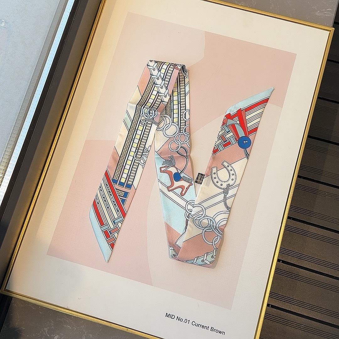 5-Piece Scarf Bag Set for Women, Narrow Scarf with Tie, Hair Accessory Neck Scarf, Fashion Gift Accessories, Ideal for Women