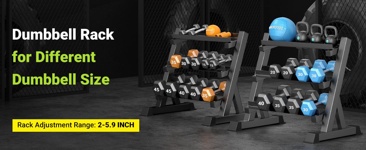 YOLEO 1100LBS Dumbbell Rack- Adjustable 3 Tier Weight Rack for Home Gym, Heavy Duty Weight Storage Organizer Dumbbell Storage Stand Holder(Rack Only) Display Shelf Multicolor YOLEO 1100LBS Dumbbell Rack- Adjustable 3 Tier Weight Rack for Home Gym, Heavy Duty Weight Storage Organizer Dumbbell Storage Stand Holder(Rack Only) Display Shelf Multicolor