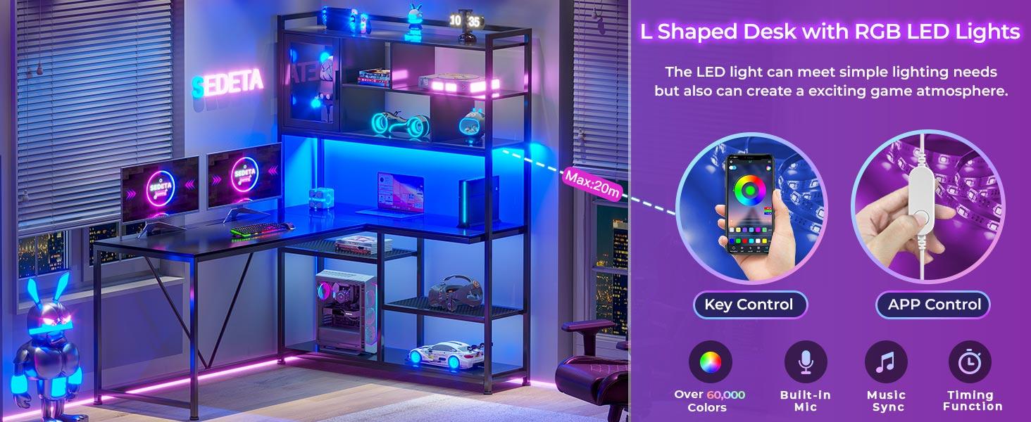 SEDETA 58-inch L-Shaped Computer Desk Gaming Table Furniture Office Organizer Keyboard Printer Modern Laptop Mouse Design