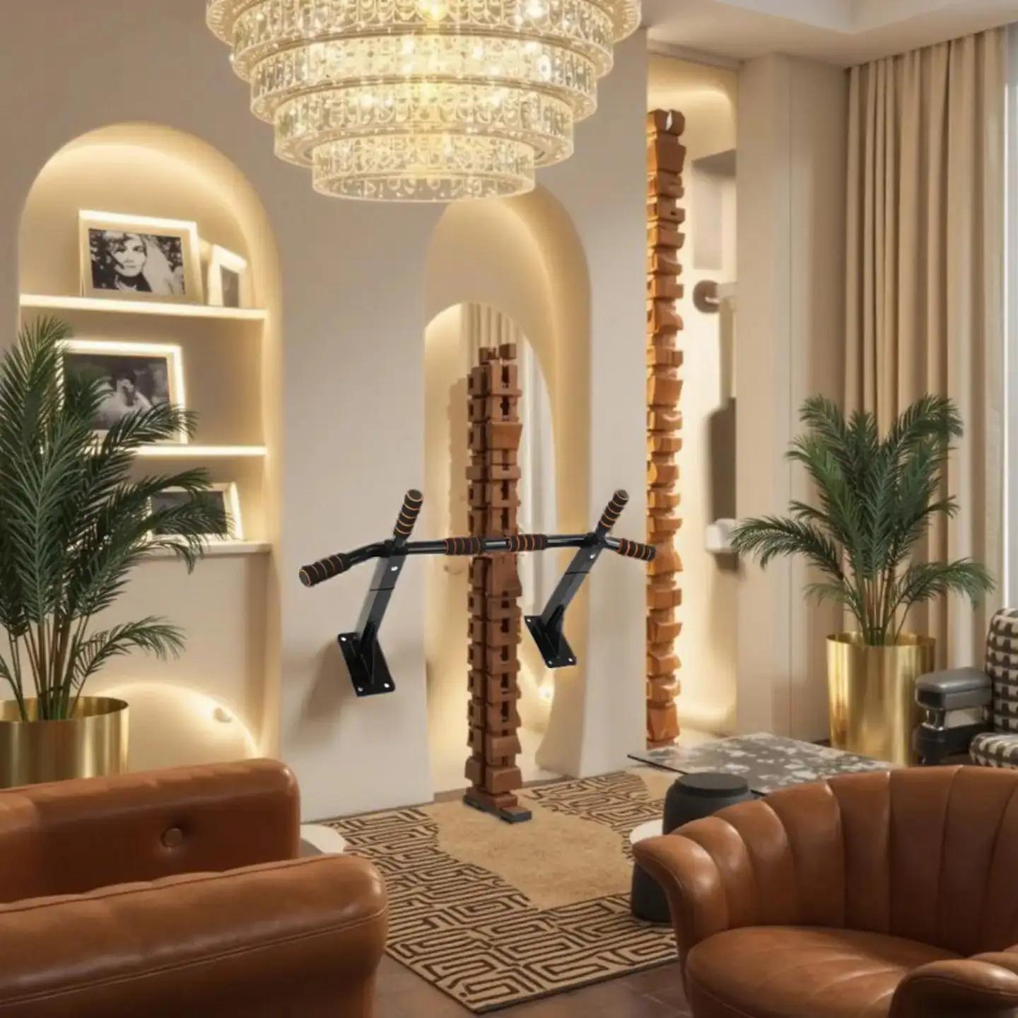 All-Season Doorway & Wall Mounted Pull Up Bar, Space Saving Fitness Bar, Dual-Purpose for Home & Commercial Use, Adjustable Hanging Chin Up Bar No Independent Stand