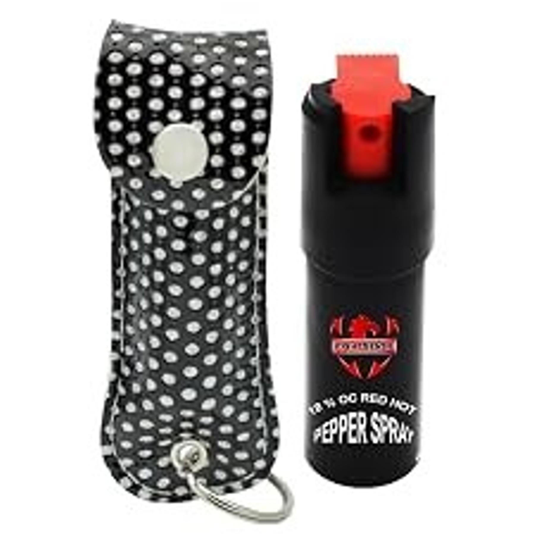 Self Defense Pepper Spray - 1/2 oz Compact Maximum Strength Police Grade Formula with Leather Pouch Keychain for Women