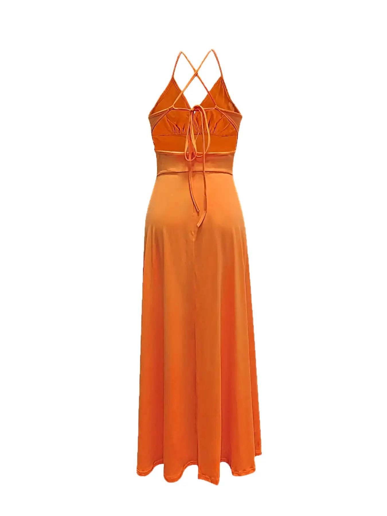 Women's Cami Dress, Spaghetti Strap Boho Fashion Casual Sleeveless Long Dress for Beach Holiday Vacation, Ladies Summer Clothes Casual Boho Chic