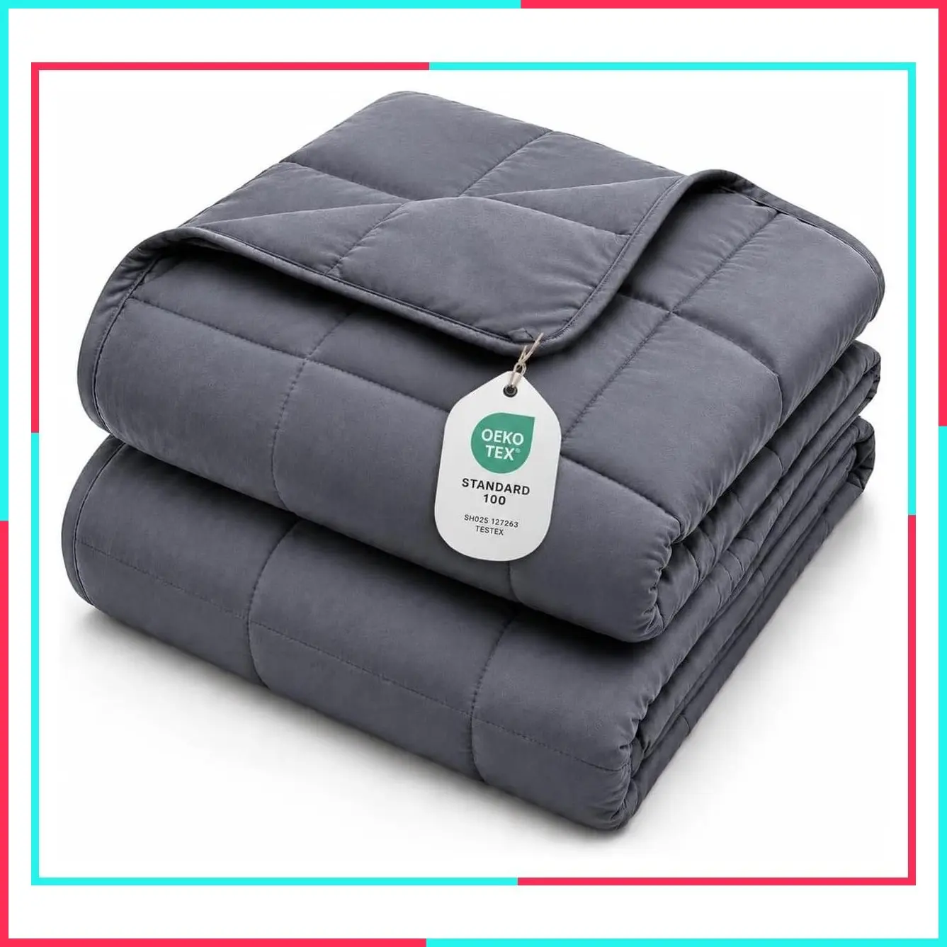 Weighted Blanket for Adults 15lbs, 48"x72" Dark Grey Twin Full Size Cooling Breathable Microfiber with Glass Beads, Washable All-Season