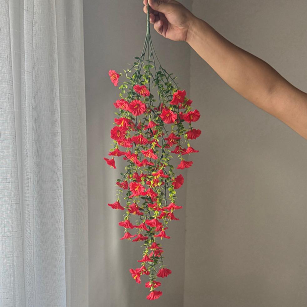 High-Quality Hanging Ivy Trumpet Flower Bouquet, Outdoor Garden Decoration, Realistic Fake Flowers, Factory Direct Sale