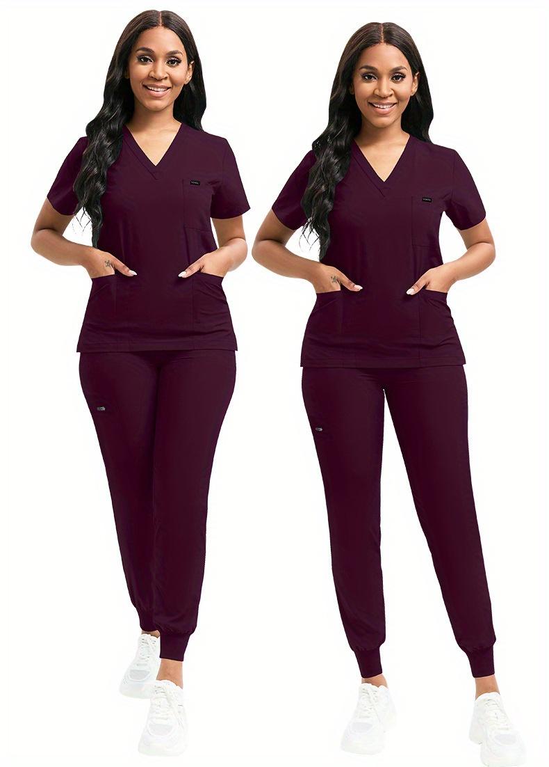 Daily Practical Work Clothes Set Solid Color Breathable Nursing Scrubs Women Uniforms Elasticity Pet Clinic Nurse Workwear Doctor Thin Uniform