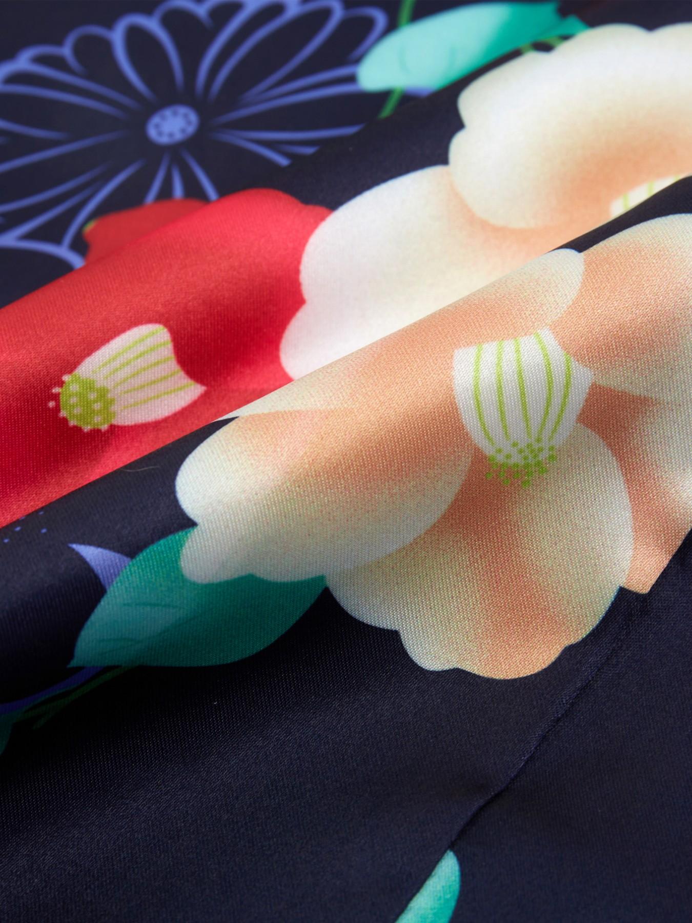 Satin Japanese Kimono for Women Traditional Geisha Inspired Yukata with Adjustable Obi Belt Elegant Oriental Dress for Festival Cosplay Party Photoshoot Wedding Guest Halloween Costume  Spring Sakura Outfit Cherry Blossom Festival