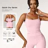 【Black Friday】Women's Solid Backless Spaghetti Strap Cami Top & High Waist Shorts 2-Piece Set, Ladies Sleeveless Crop Sportswear for Indoor Outdoor, Yoga Active Wear, Gym Outfit