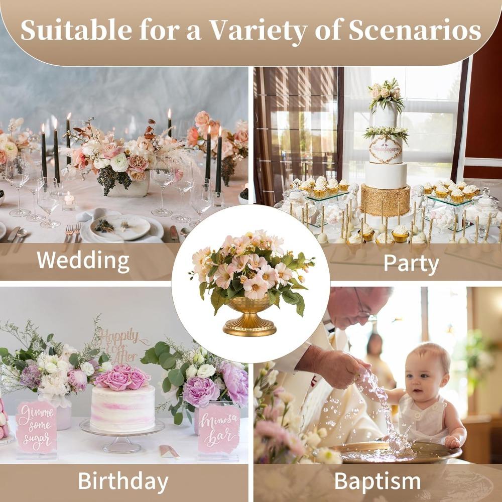 2/10pcs Gold Urn Vase for Flowers - Wedding Table Decoration Centrepieces Set of 2 Vintage Metal Vases for Artificial Flowers Small Hammered Vase for Birthday Party Christmas Anniversary