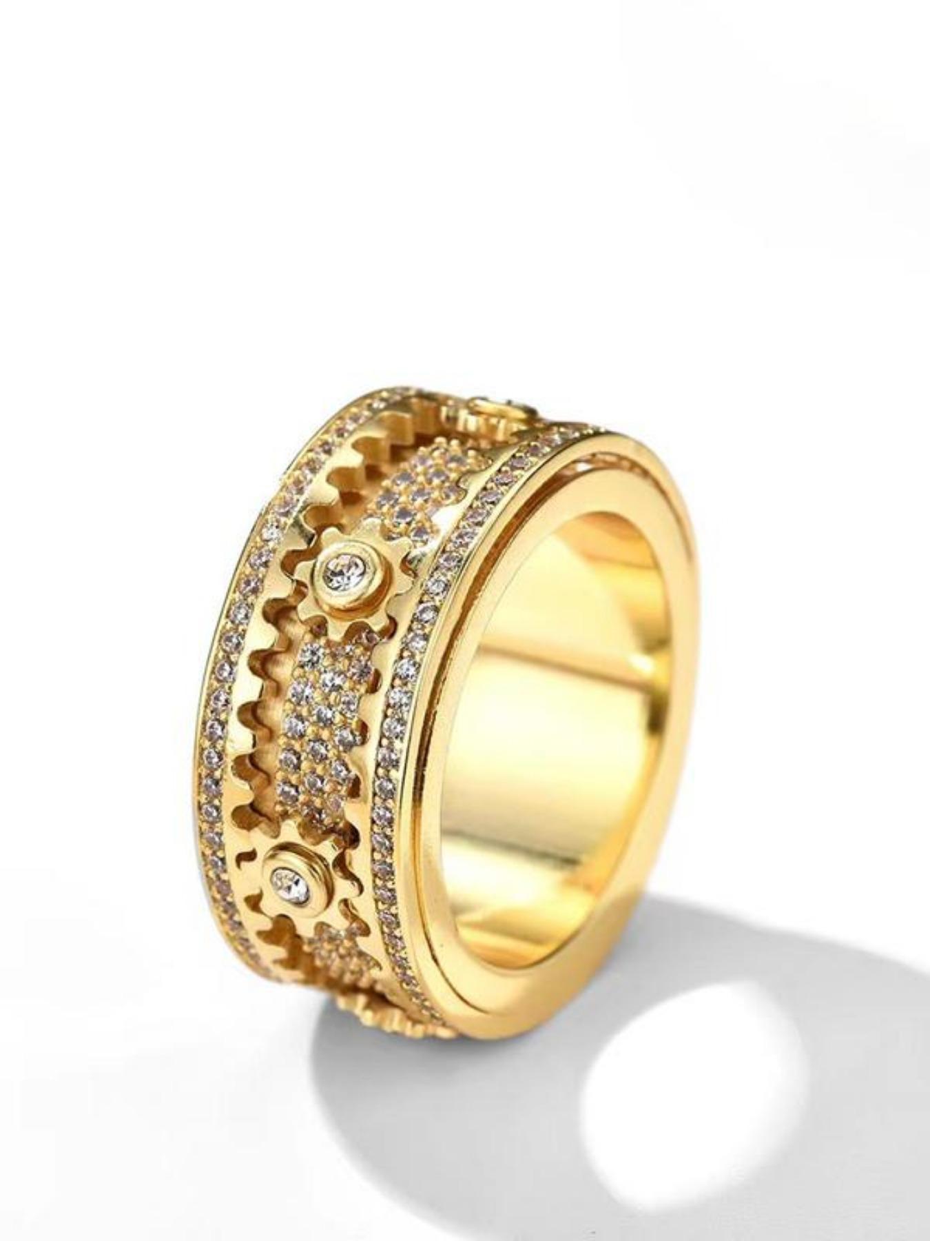 Creative Gear Design Rhinestone Ring, Elegant Fashion Jewelry for Men and Women, Perfect Gift for Birthdays, Anniversaries, Graduations