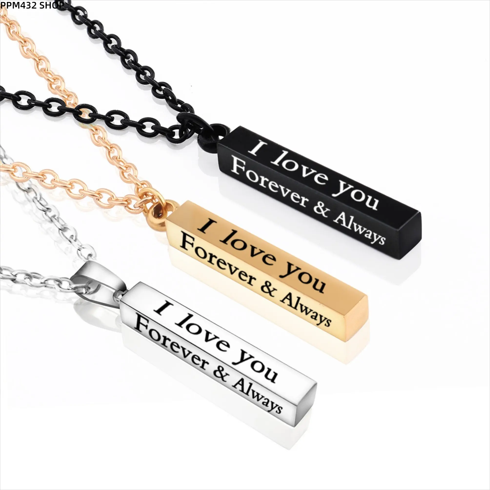 Forever and Always Matching Couple Necklaces, Stainless Steel Heart Pendant Promise Jewelry Set for Him and Her, Engraved Love Necklace Gift for Girlfriend Boyfriend Husband Wife Anniversary Valentine Birthday