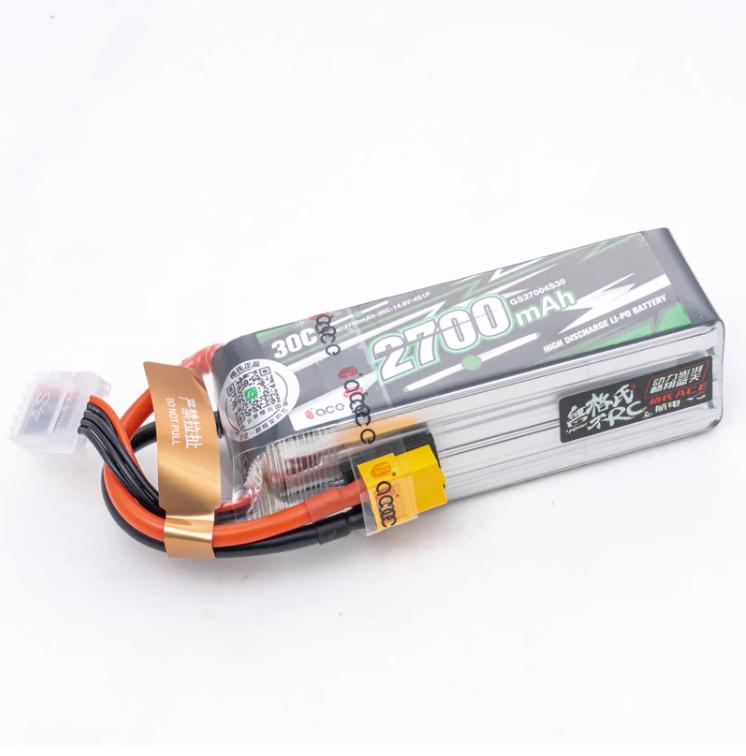 Battery 14.8V 4S 2700mah 30C XT60 Plug （Suitable for 1500mm Cessna, 1100mm MXS, 2500mm ASW-17, 64mm F-15 V2, 64mm F-18 V2, 64mm Futura, 64mm Rafale, 1700mm PA-18, 1200mm CJ6 V2, 1100mm PC-21, 64mm F-16, 64mm J-10, 980mm P-40B, 1700mm PA-18 V2）