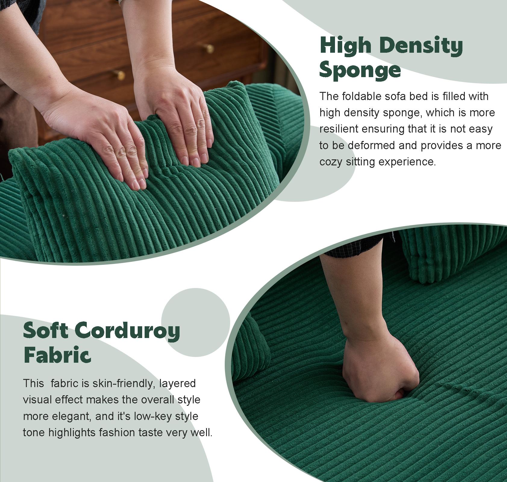 QAK 73.62"New Multiple Covers Available Cloud Floor Sofa Bed High-Quality Convertible Comfy Corduroy Fabric, Premium Sponge Padding, Multi-Functional Floor Sofa & Mattress for Living Room Upholstered Soft Couch,Multiple Colors of Sofa Covers Available