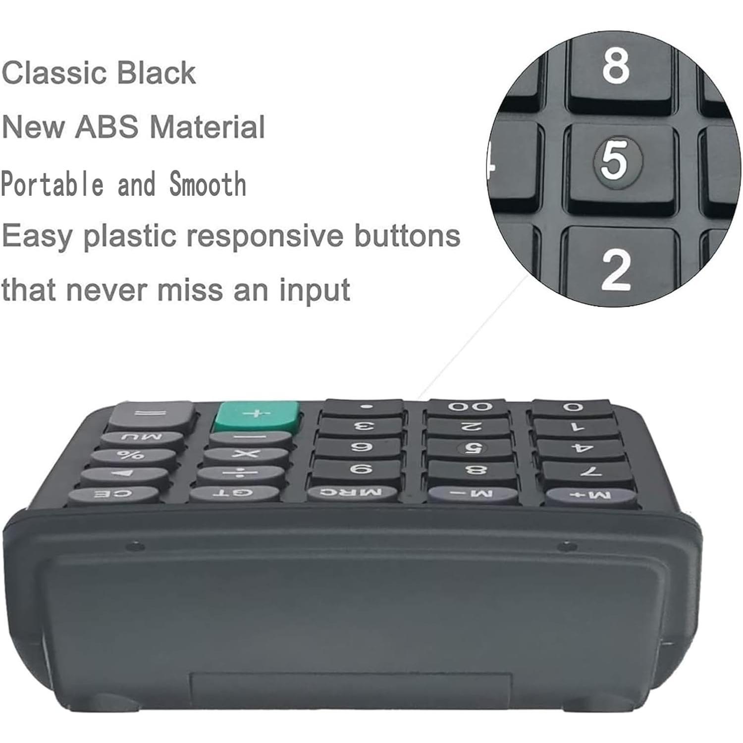 Calculators,  12-Digit Dual Power Handheld Desktop Calculator with Large LCD Display Big  Button (Black, Pack of 10)