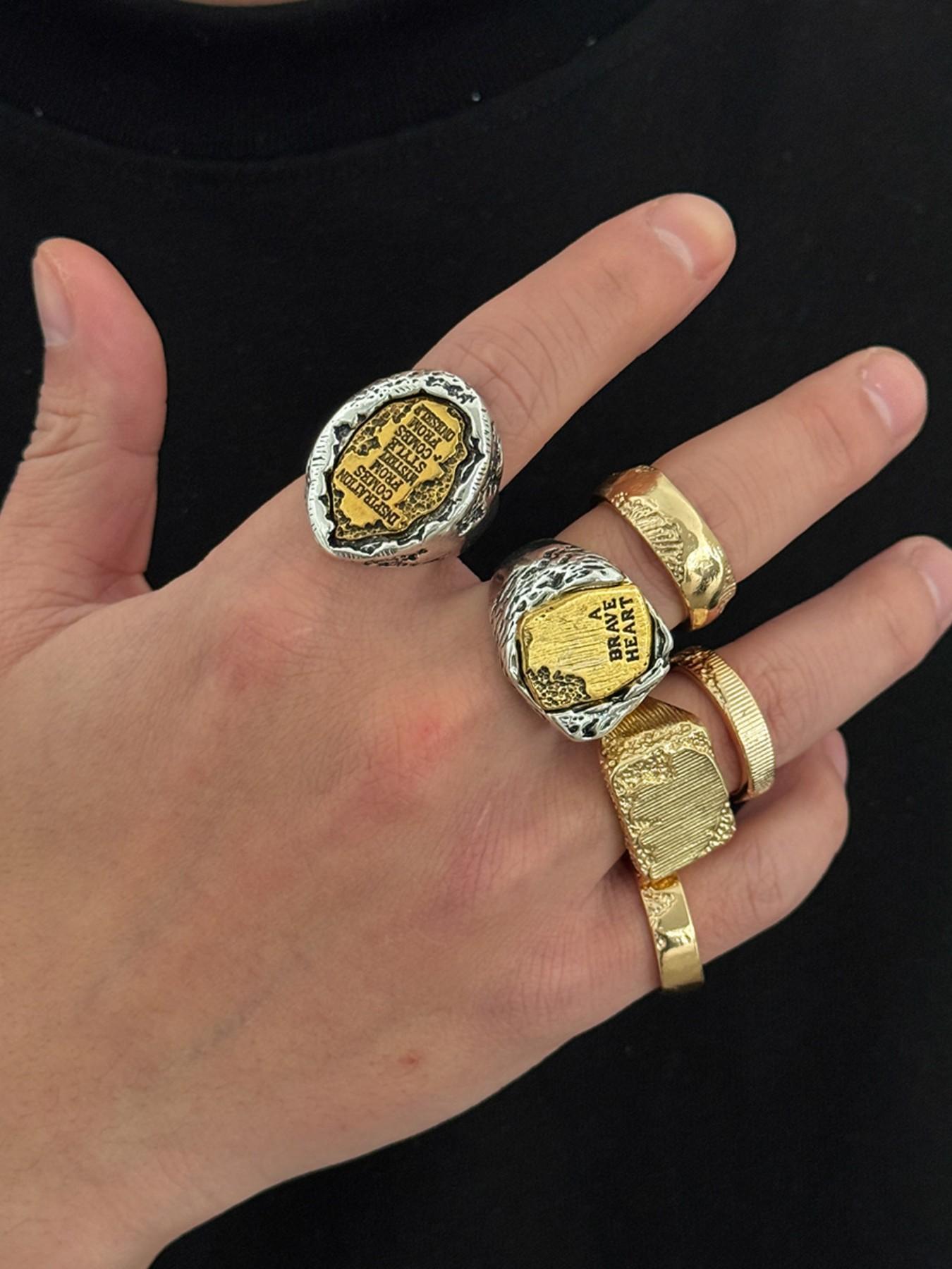 Fashion Asymmetric Metal Ring for Men, Hip Hop Unique Vintage Punk Jewelry, Luxurious Fashion Accessory, Ideal for Daily Wear and Special Occasions