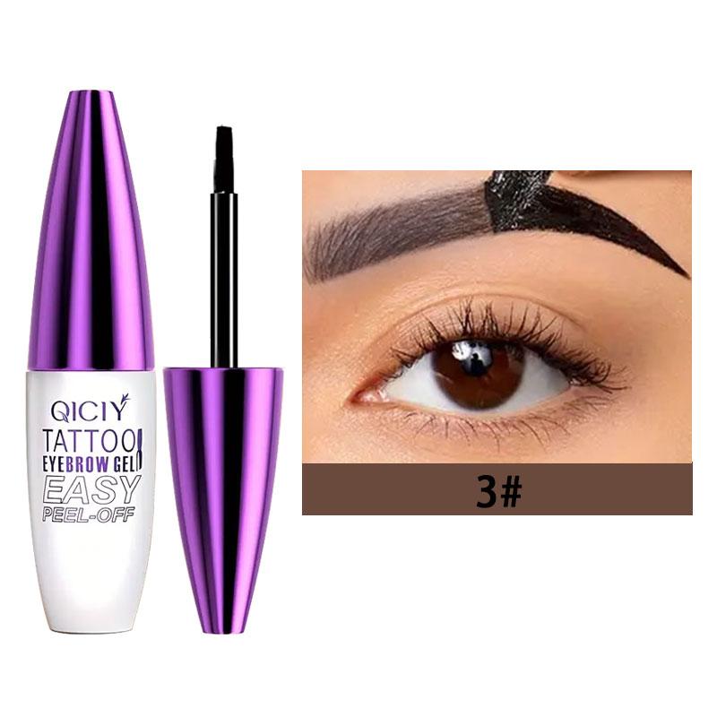 Easy Peel-Off Eyebrow Gel-Waterproof &Sweatproof, Long-Lasting Black or Brown TattooTint, Film Forming, Medium Coverage for All SkinTypes Makeup Cosmetic 1#Brown