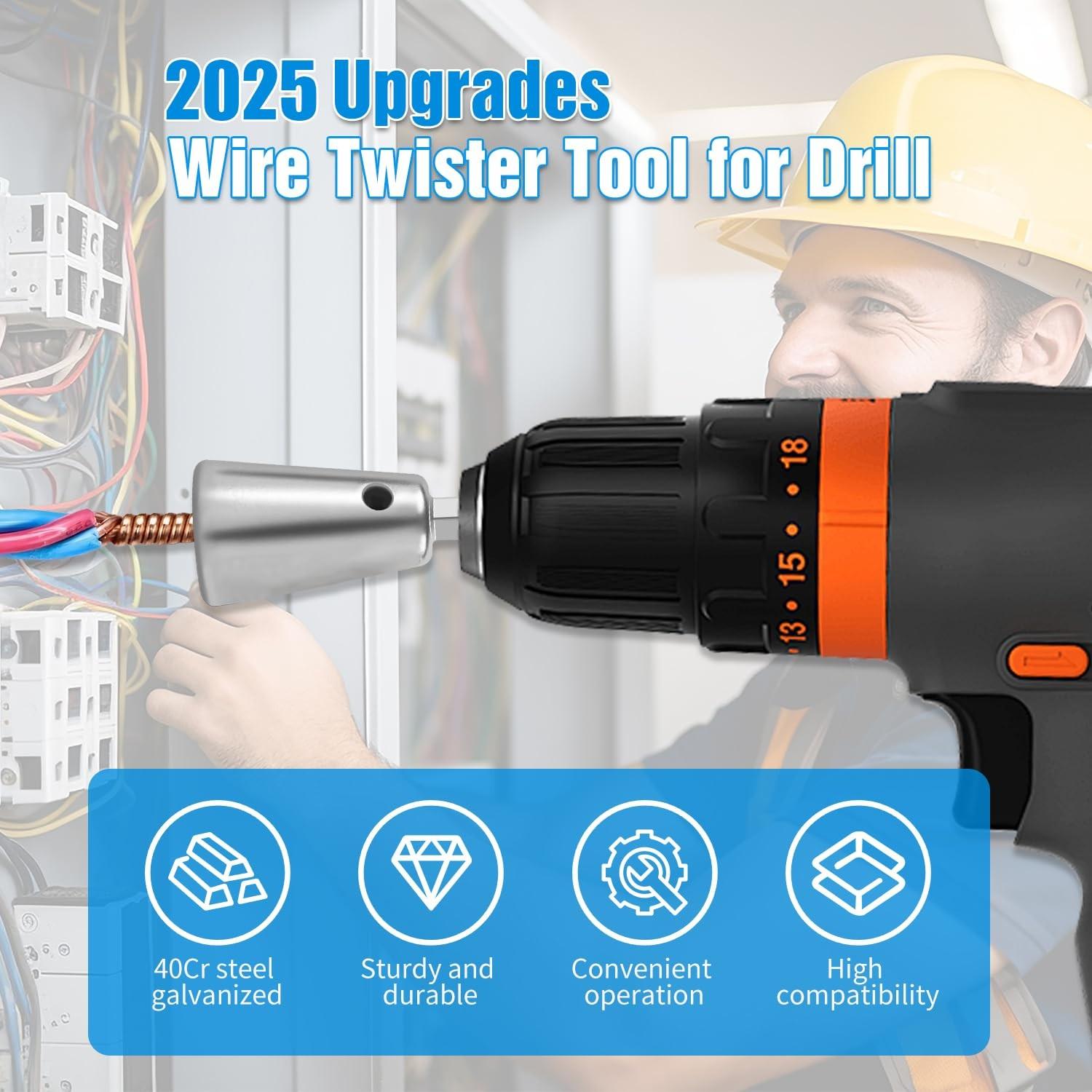 1pc Wire Twisting Tool Quick Twist Drill Driver Electrical Tool, Multi-Tool Cable Connector, Upgraded for Drilling Industry, 9-22mm Hex Handle