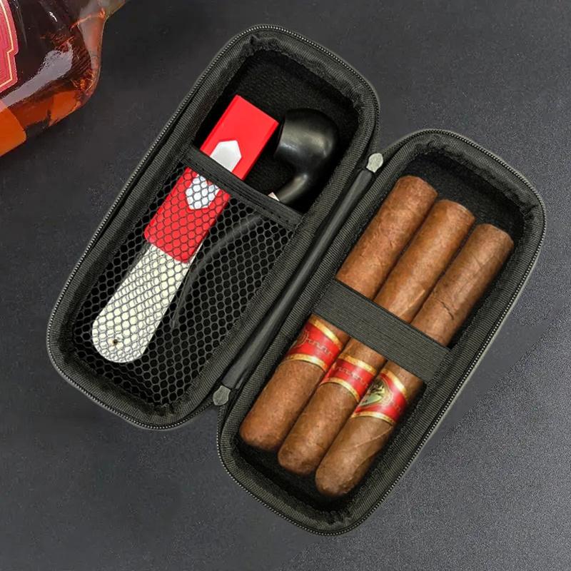 1pc EVA Lightweight Small Humidor, Cigar Travel Holder for Cigar Cutter/Lighter/Humidity Control Packs, Cigar Bag, Organizer, Outdoor Travel Accessory
